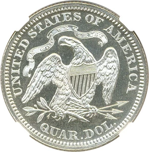 image for: 1867 25c NGC/CAC Proof 63 Cameo