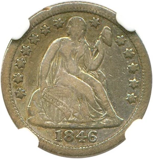 image for: 1846 10c NGC VF Details (Improperly Cleaned)