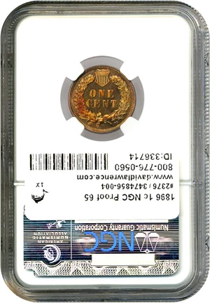 image for: 1896 1c NGC Proof 65 RB