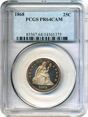 image for: 1868 25c PCGS Proof 64 Cameo