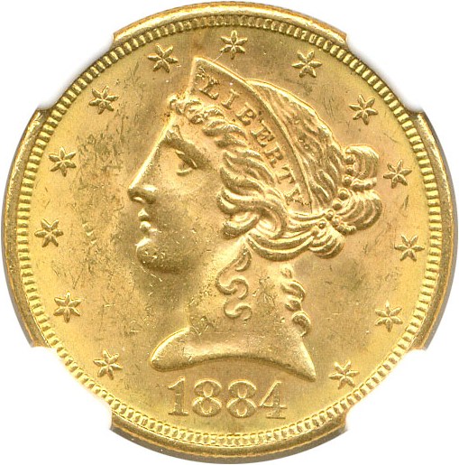 image for: 1884-S $5 NGC MS64