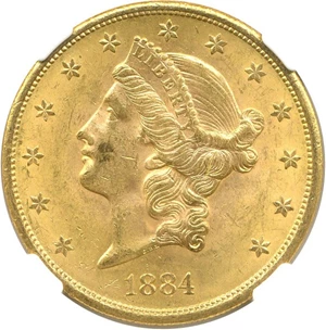 image for: 1884-S $20 NGC MS62