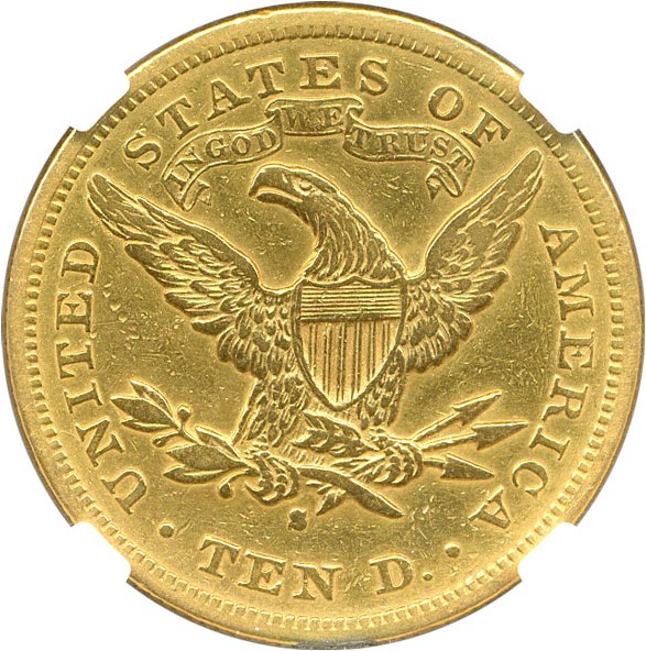 image for: 1874-S $10 NGC AU Details (Soldered, Cleaned)