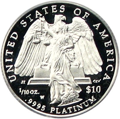 image for: 2008-W $10 PCGS Proof 69 DCameo (Platinum Eagle)