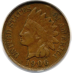 image for: Mint Error: 1906 1c PCGS VF20 (Obverse half of planchet that split after strike)