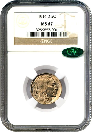 image for: 1914-D 5c NGC/CAC MS67