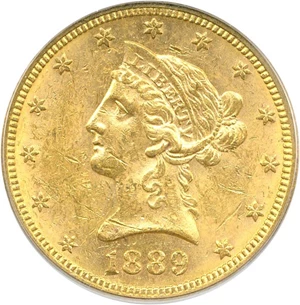 image for: 1889 $10 PCGS MS60 OGH