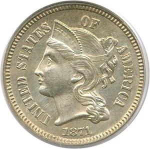 image for: 1871 3cN PCGS MS65
