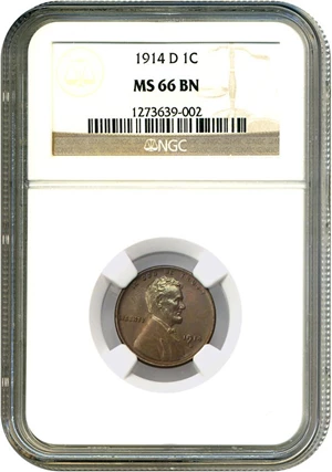 image for: 1914-D 1c NGC MS66 BN