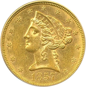 image for: 1857 $5 PCGS/CAC AU58
