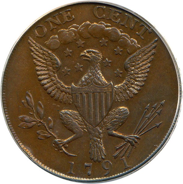 image for: 1791 Washington Cent PCGS/CAC MS63 BN (Small Eagle)