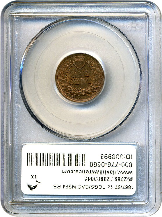 image for: 1867/67 1c PCGS/CAC MS64 RB
