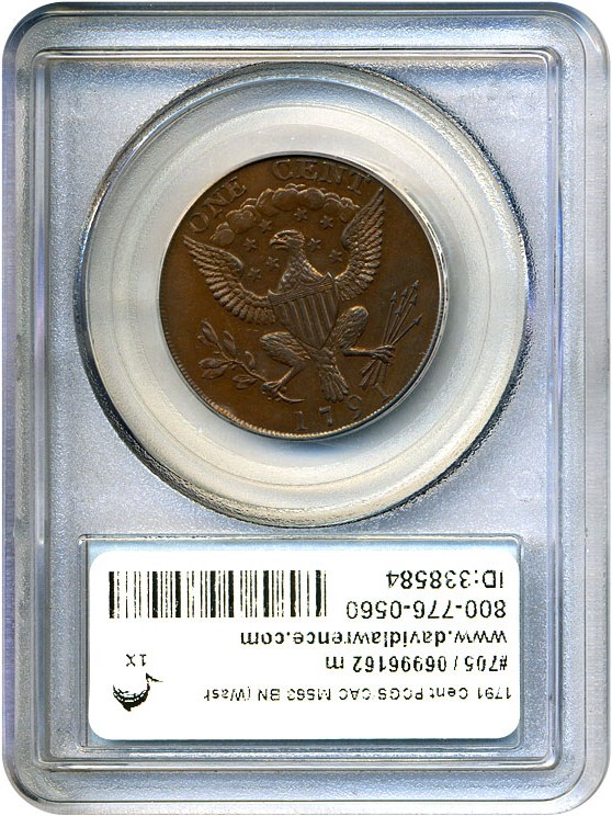image for: 1791 Washington Cent PCGS/CAC MS63 BN (Small Eagle)