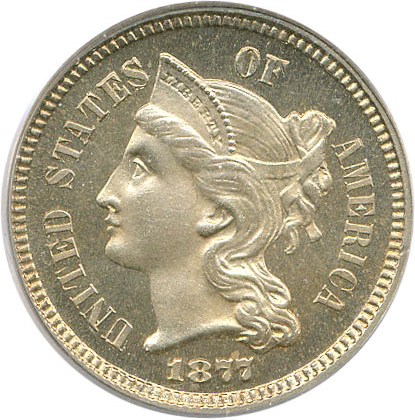 image for: 1877 3cN PCGS/CAC Proof 66 Cameo