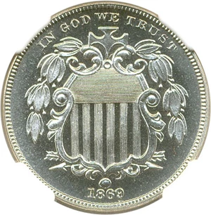 image for: 1869 5c NGC/CAC Proof 66 Cameo