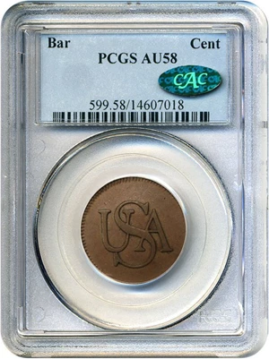 image for: Bar Cent PCGS/CAC AU58 (circa 1785)