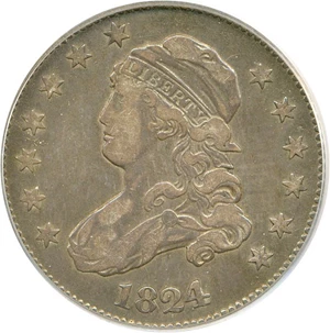 image for: 1824/2 25c PCGS/CAC VF20 OGH