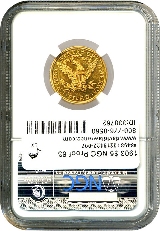 image for: 1903 $5 NGC Proof 63