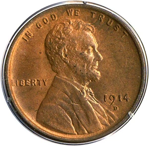 image for: 1914-D 1c PCGS MS63 RD OGH