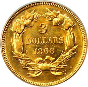 image for: 1868 $3 PCGS MS61