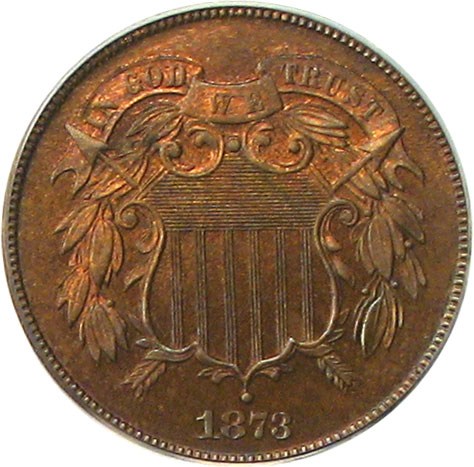 image for: 1873 2c PCGS/CAC Proof 65 RB (Closed 3) * Color *