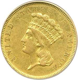 image for: 1854-O $3 PCGS AU53
