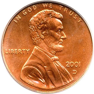 image for: 2001-D 1c PCGS MS68 RD