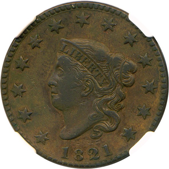 image for: 1821 1c NGC AU50 BN