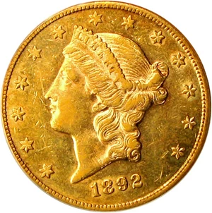 image for: 1892-CC $20 PCGS/CAC AU50 OGH