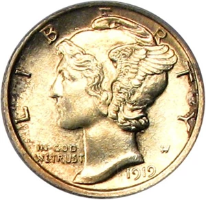 image for: 1919-D 10c PCGS MS64 FB