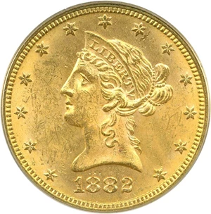 image for: 1882 $10 PCGS MS63