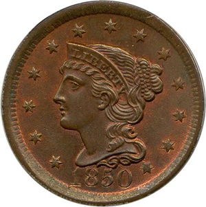 image for: 1850 1c PCGS/CAC MS65 RB