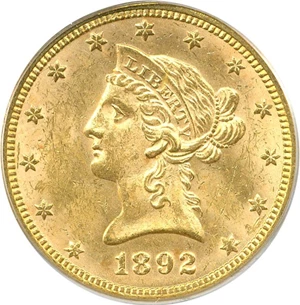 image for: 1892 $10 PCGS MS63