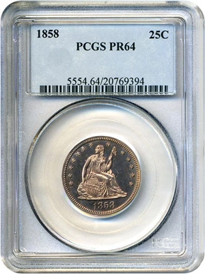 image for: 1858 25c PCGS Proof 64