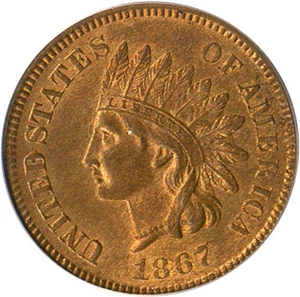 image for: 1867 1c PCGS/CAC MS65 RB
