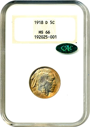 image for: 1918-D 5c NGC/CAC MS66