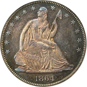 image for: 1864 50c PCGS/CAC Proof 65 * Color *