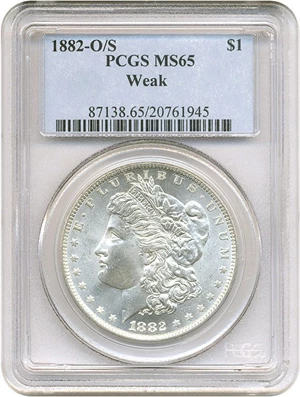 image for: Hot 50 VAM: 1882-O/S $1 PCGS MS65 (Weak)