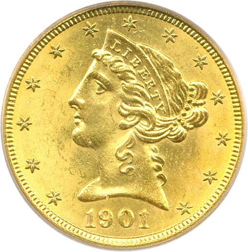 image for: 1901/0-S $5 PCGS Secure MS64