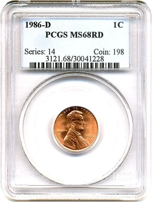 image for: 1986-D 1c PCGS MS68 RD
