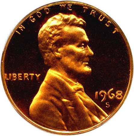 image for: 1968-S 1c PCGS Proof 67 RD DCameo