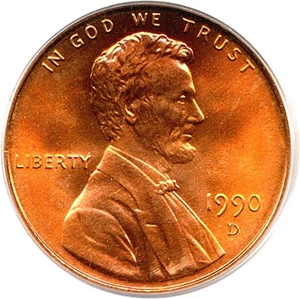 image for: 1990-D 1c PCGS MS68 RD