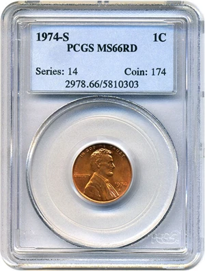 image for: 1974-S 1c PCGS MS66 RD