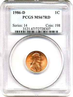 image for: 1986-D 1c PCGS MS67 RD