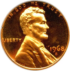 image for: 1968-S 1c PCGS Proof 68 RD DCameo