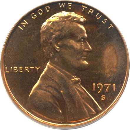 image for: 1971-S 1c PCGS Proof 67 RD DCameo
