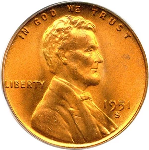 image for: 1951-S 1c PCGS/CAC MS67 RD