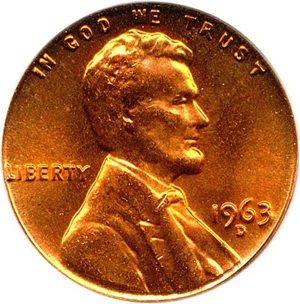 image for: 1963-D 1c PCGS MS66 RD