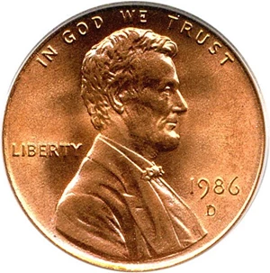 image for: 1986-D 1c PCGS MS68 RD