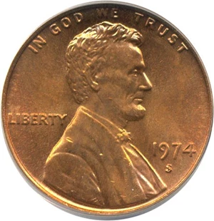 image for: 1974-S 1c PCGS MS66 RD